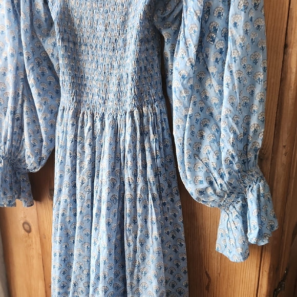 Blue Floral Long Sleeve Dress - Picture 2 of 6